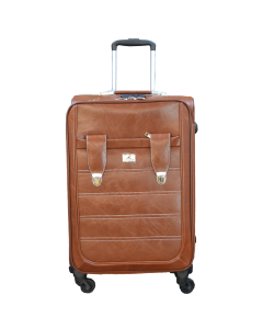 Pengjie light brown leather trolley case