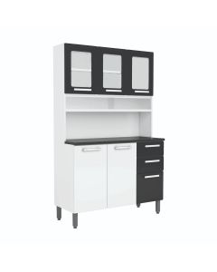 BERTOLINI KITCHEN FREE-STANDING UNIT + COUNTER - 1.2M BLACK & WHITE FINISH - 714571146