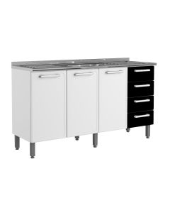 BERTOLINI KITCHEN BASE + SINK - 1.6M BLACK & WHITE FINISH - 7029651