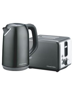 RUSSELL HOBBS STAINLESS STEEL DARK TOASTER & KETTLE COMBO - RHDP30